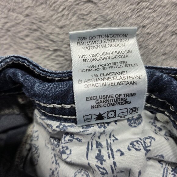 Silver Jeans Suki Mid Capri Womens 28 Blue Distressed Embroidered Pockets Denim - Picture 8 of 12